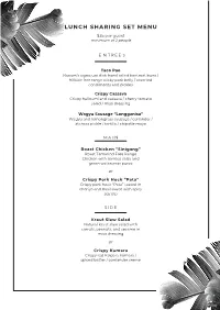 LUNCH SHARING SET MENU $35 Per Guest Minimum of 2 People