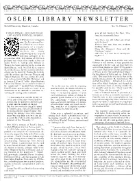 Osler Library Newsletter