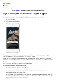 Sign in with Apple on Ipod Touch – Apple Support