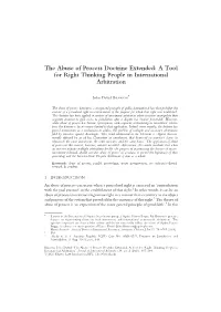The Abuse of Process Doctrine Extended: a Tool for Right Thinking People in International Arbitration