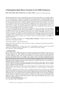 18 a Retargetable Static Binary Translator for the ARM Architecture