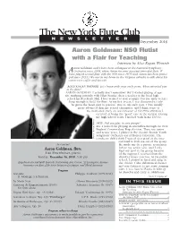 Aaron Goldman: NSO Flutist with a Flair for Teaching