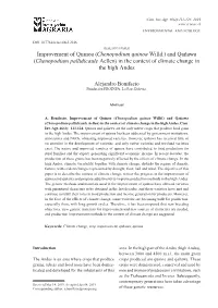 Chenopodium Quinoa Willd.) and Qañawa (Chenopodium Pallidicaule Aellen) in the Context of Climate Change in the High Andes