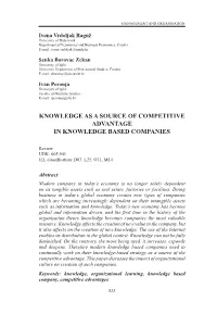 Knowledge As a Source of Competitive Advantage in Knowledge Based Companies