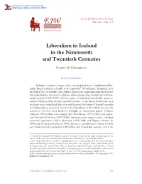 Liberalism in Iceland in the Nineteenth and Twentieth Centuries