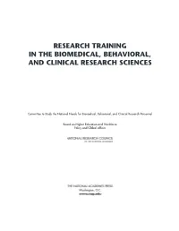 Research Training in the Biomedical, Behavioral and Clinical Sciences