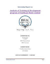 Analysis of Training & Development Program of Southeast Bank Limited
