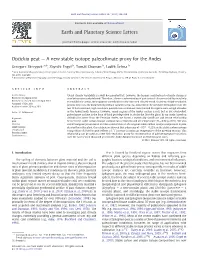 Distichia Peat — a New Stable Isotope Paleoclimate Proxy for the Andes