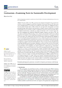 Geotourism—Examining Tools for Sustainable Development