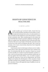 Rights of Conscience in Healthcare