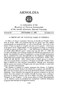 A Check-List of Cultivar Names in Weigela
