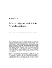 Affine Transforms and Matrix Algebra