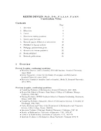 Curriculum Vitae Contents 1 Overview