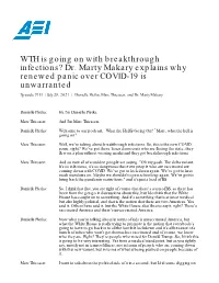 Dr. Marty Makary Explains Why Renewed Panic Over COVID-19 Is Unwarranted
