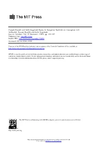 Joseph Kosuth and Seth Siegelaub Reply to Benjamin Buchloh on Conceptual Art Author(S): Joseph Kosuth and Seth Siegelaub Source: October, Vol