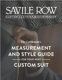 Measurement and Style Guide Custom Suit