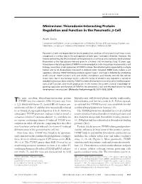 Minireview: Thioredoxin-Interacting Protein: Regulation and Function in the Pancreatic ␤-Cell