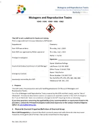 Mutagens and Reproductive Toxins Chemical Class Standard Operating Procedure