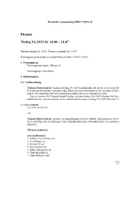 Plenum Tisdag 9.6.2015 Kl. 14.00—14.07