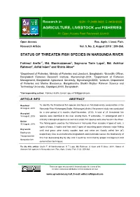 Status of Threaten Fish Species in Narsunda River