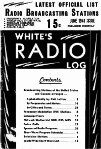 WHITE's RADIO LOG Published Monthly by C