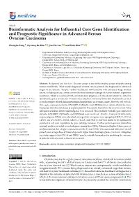 Bioinformatic Analysis for Influential Core Gene Identification and Prognostic Significance in Advanced Serous Ovarian Carcinoma