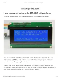 Character I2C LCD with Arduino Tutorial (8 Examples)