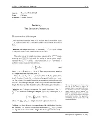 Lecture 3 the Lebesgue Integral