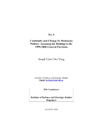 No. 5 Continuity and Change in Malaysian Politics