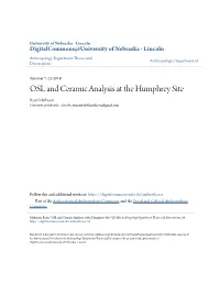 OSL and Ceramic Analysis at the Humphrey Site Ryan Mathison University of Nebraska - Lincoln, Ryanmitchellmathison@Gmail.Com