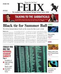 Black Tie for Summer Ball SCIENCE Sit-Down Formal Dinner Back on the Menu for This Year’S Event