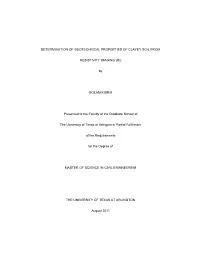 Determination of Geotechnical Properties of Clayey Soil From