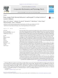 Does Oxygen Limit Thermal Tolerance in Arthropods? a Critical Review of Current Evidence