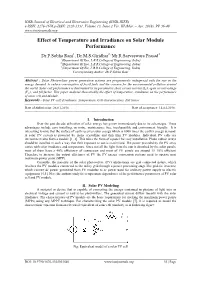 Effect of Temperature and Irradiance on Solar Module Performance