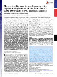 Glucocorticoid-Induced Tethered Transrepression Requires Sumoylation of GR and Formation of a SUMO-SMRT/Ncor1-HDAC3 Repressing C