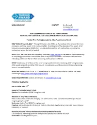 MEDIA ADVISORY CONTACT: Jim Ormond 212-626-0505 Ormond@Hq.Acm.Org