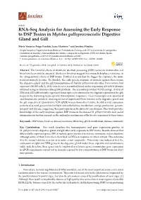 RNA-Seq Analysis for Assessing the Early Response to DSP Toxins in Mytilus Galloprovincialis Digestive Gland and Gill