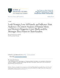 A Content Analysis of Popular Men's and Women's Magazine Cover Blurbs and the Messages They Project to Their Readers