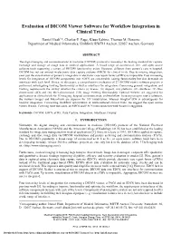 Evaluation of DICOM Viewer Software for Workflow Integration in Clinical Trials