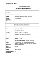 Interview Report Form