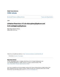 Lithiation Reactions of 3-(4-Chlorophenyl)Sydnone and 3-(4-Methylphenyl)Sydnone