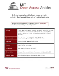 Ordered Association of Helicase Loader Proteins with the Bacillus Subtilis Origin of Replication in Vivo