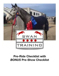 Pre-Ride Checklist with BONUS Pre-Show Checklist