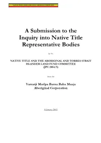 Submission to the Inquiry Into Native Title Representative Bodies