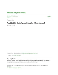 Fraud Liability Under Agency Principles: a New Approach