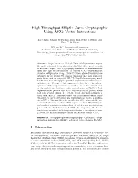 High-Throughput Elliptic Curve Cryptography Using AVX2 Vector Instructions