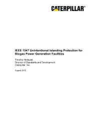IEEE 1547 Unintentional Islanding Protection for Biogas Power Generation Facilities