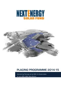 Placing Programme 2014-15