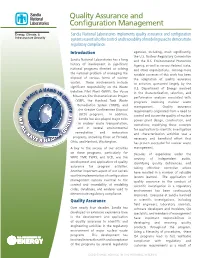 Quality Assurance and Configuration Management