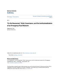 Work, Governance, and the Institutionalization of an Emergency Food Network